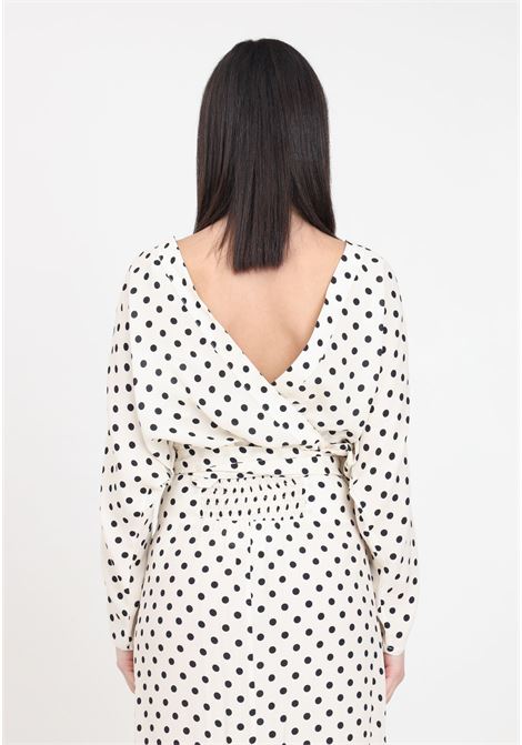 White women's blouse with black polka dot print Mar de margaritas | MMABW00095-PTTS0053FN08